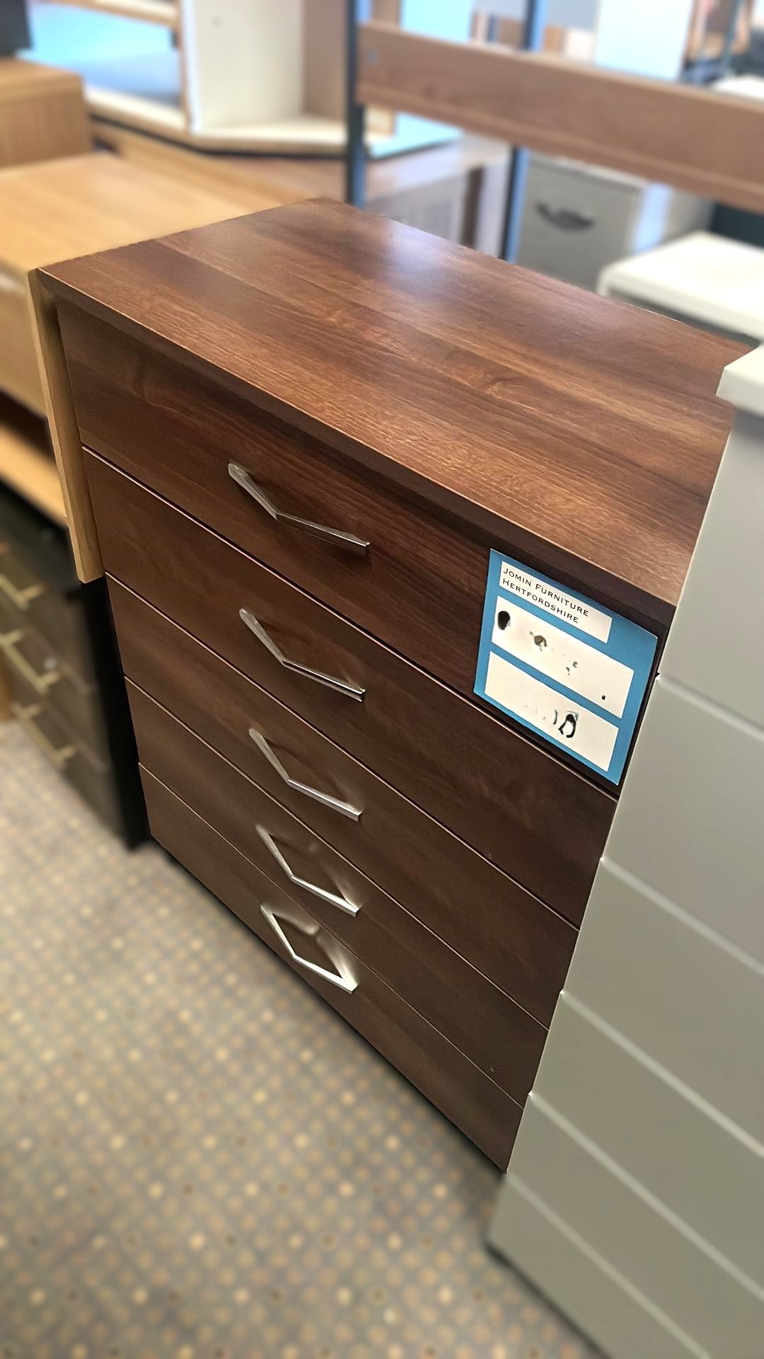 Assembled 5 Drawer Chest of Drawers - Walnut